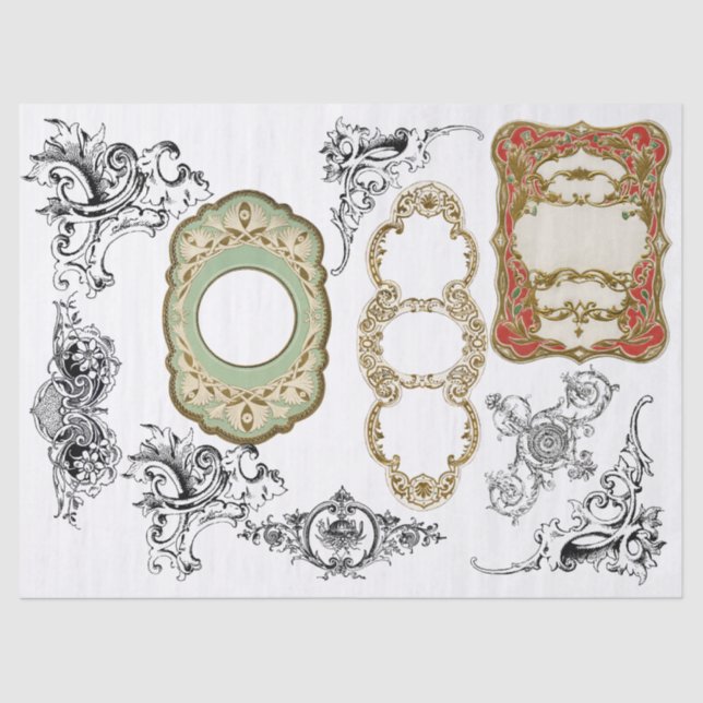 Seda Papel decorativo de Decoupage dos elementos do (Frente )