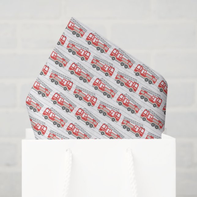 Seda Papel Decoupage Caminhão de Bombeiros, Lenço de Bo (Sacola de presentes)