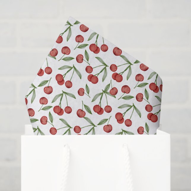 Seda Papel Decoupage Cerejas, Frutas de Verão (Sacola de presentes)