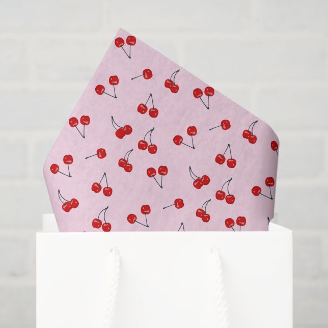 Seda Papel Decoupage Cerejas, Frutas de Verão (Sacola de presentes)