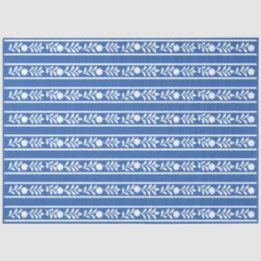Seda Papel Decoupage com Borda Floral de Osso Azul
