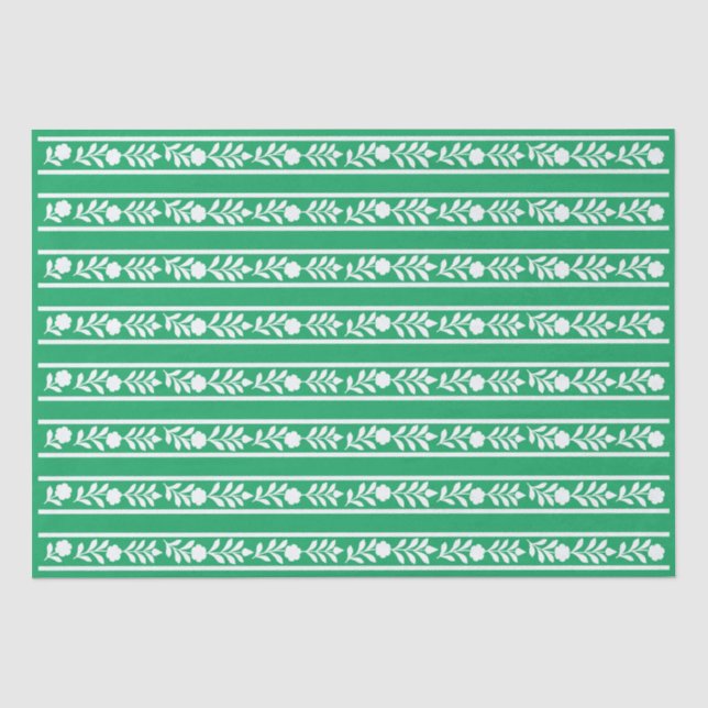Seda Papel Decoupage com Borda Floral de Osso Verde Inc (Frente )