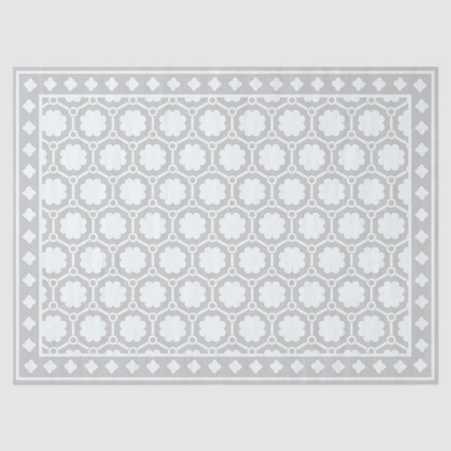 Seda Papel Decoupage com Incisão de Osso Cinza Moderno (Frente )