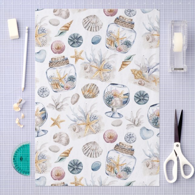 Seda Papel Decoupage Conchas de Praia Aquarela Capricho (Arte )