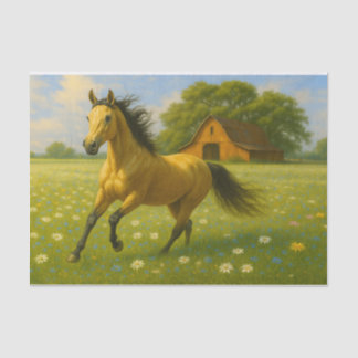 Seda Papel Decoupage de Cavalo Correndo no Pátio do Cel