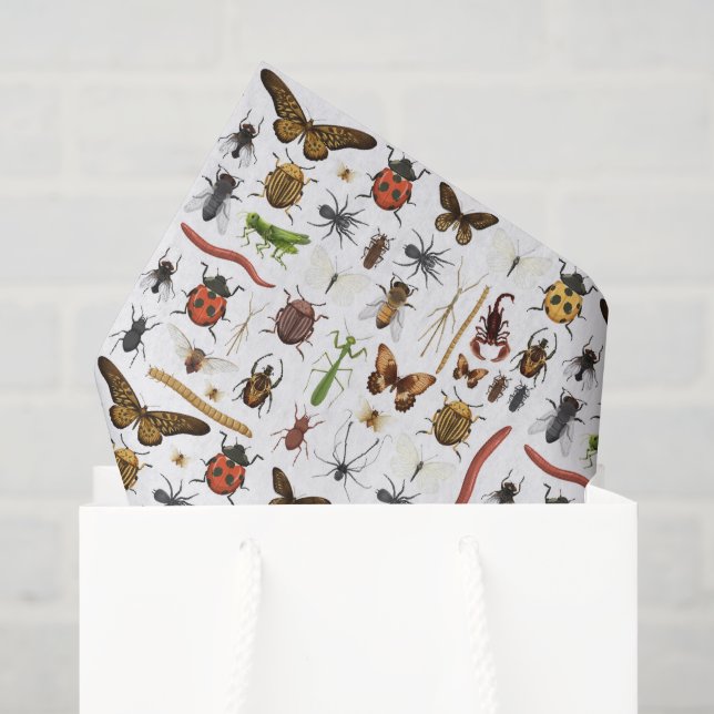 Seda Papel Decoupage de Insetos, Aniversário de Insetos (Sacola de presentes)