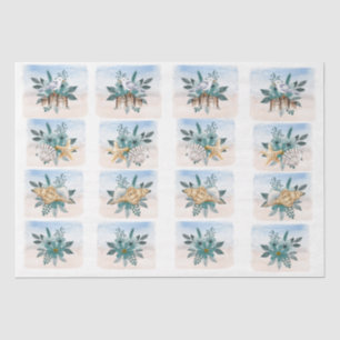 Seda Papel Decoupage de Maçaricos Costeiros Flores Conc