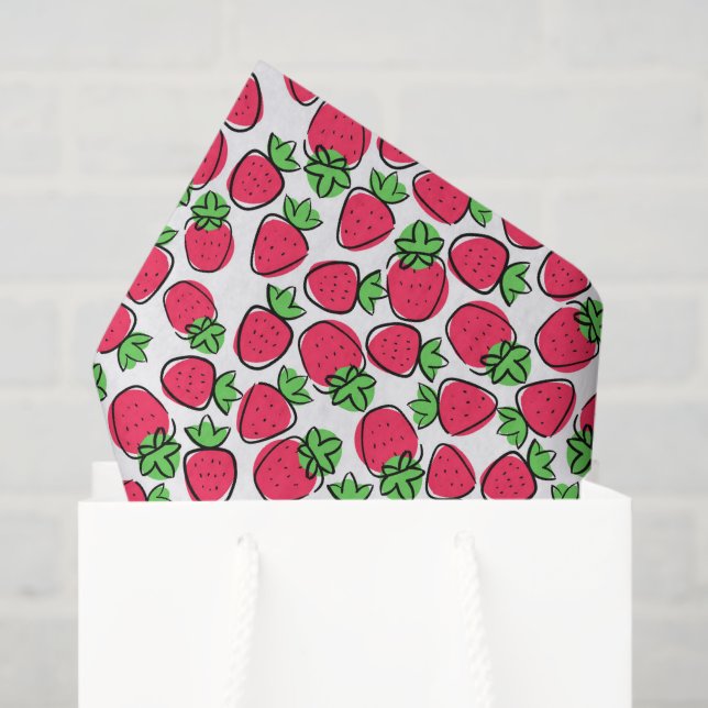Seda Papel Decoupage de Morangos, Frutas de Verão (Sacola de presentes)