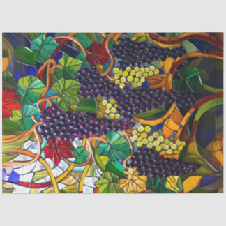 Seda Papel Decoupage de Uvas em Vidro Pintado Falso Nou