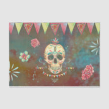 Papel Decoupage do Crânio Açúcar 4 Dia De Los Muer