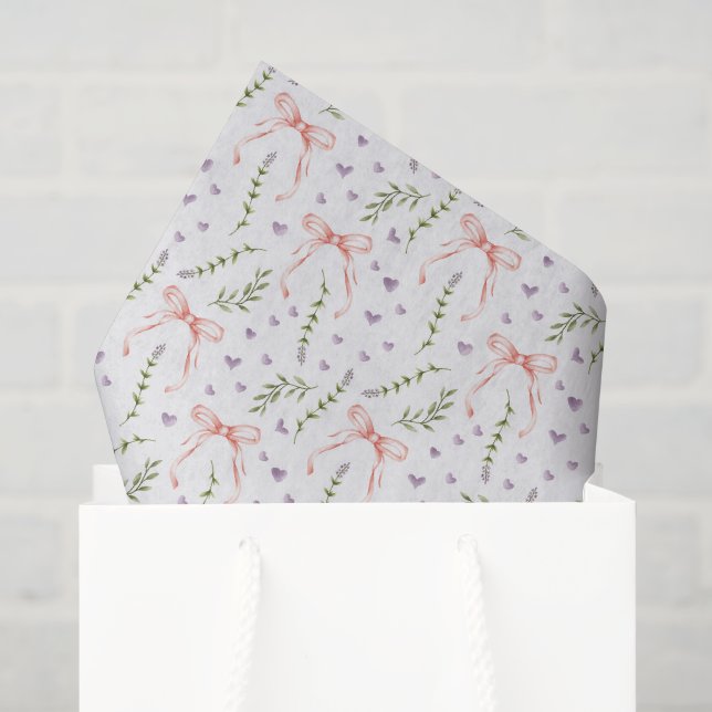 Seda Papel Decoupage Laços Rosa, Chás de Bebê (Sacola de presentes)