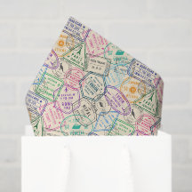 Papel Decoupage Selos de Viagem, Lenço de Passapor