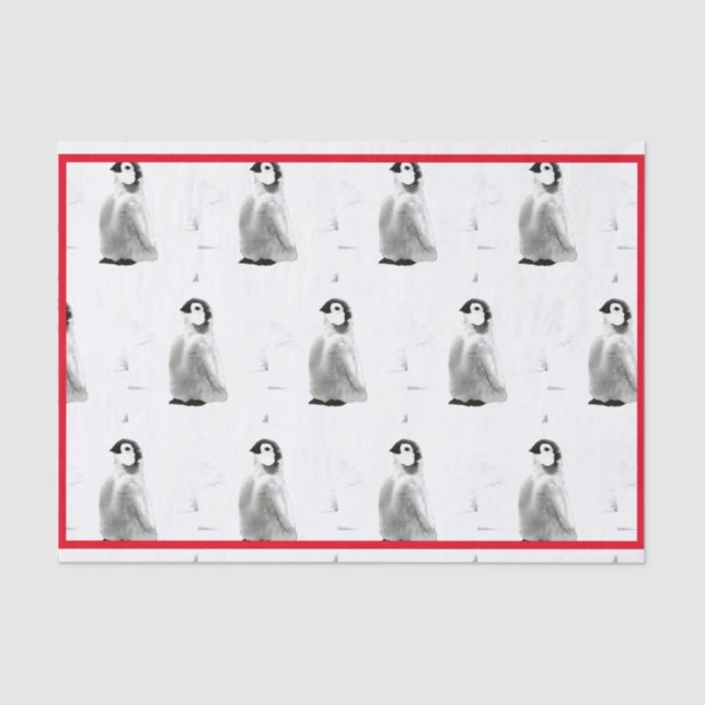 SEDA PAPEL DO TECIDO PENGUÍNEO DE COR DA ÁGUA (Frente )