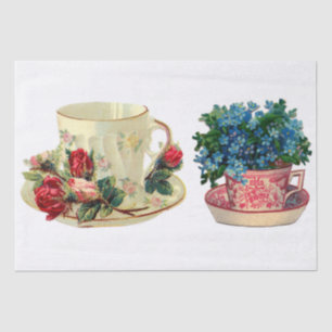 SEDA PAPEL DOS TECIDOS DE DECOPAGAÇÃO: TEACUPS DE VIN