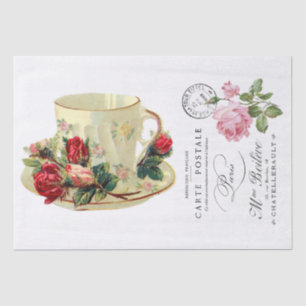 SEDA PAPEL DOS TECIDOS DE DECOPAGAÇÃO: VINTAGE TEACUP