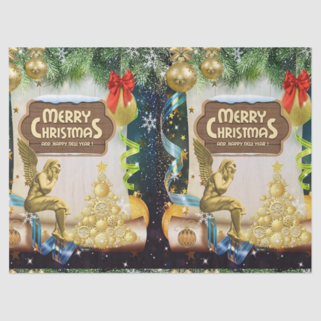 Seda Papel dos Tecidos de Natal, Feliz Natal, Angel (Frente )