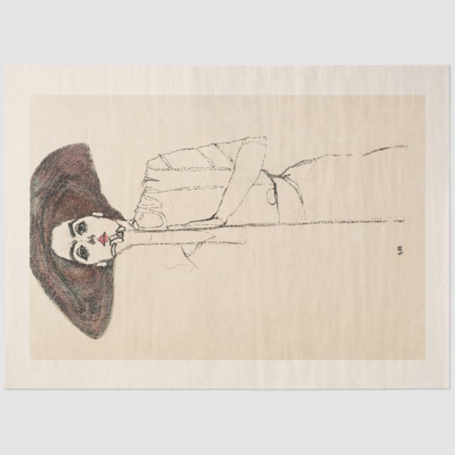 SEDA PAPEL DOS TECIDOS: EGON SCHIELE : RETRATO DE MULHE (Frente )