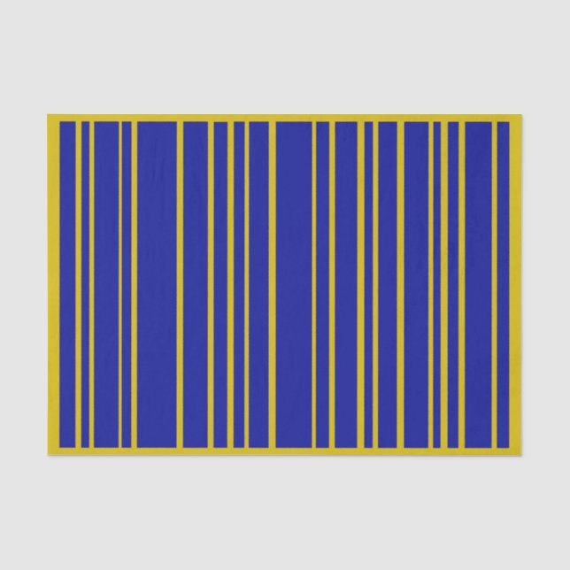 Seda Papel Dourado e Azul de Tecido de Stripe (Frente )