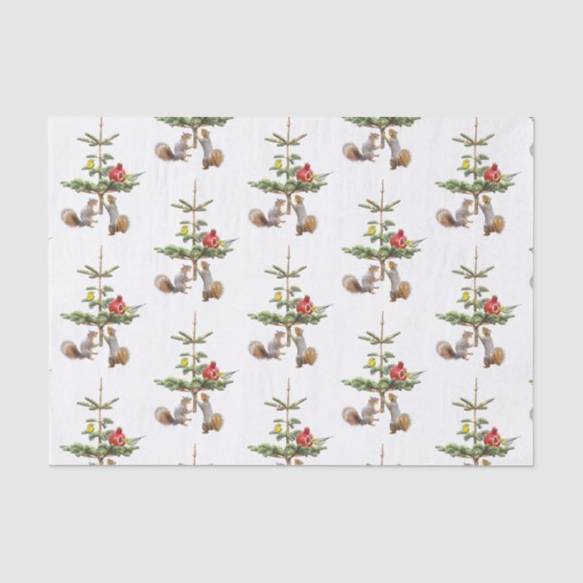Seda Papel em árvore de esquilos e aves (Frente )