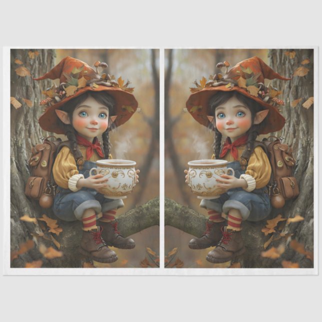 Seda Papel Espelho de Chapéu Laranja Pixie (Frente )