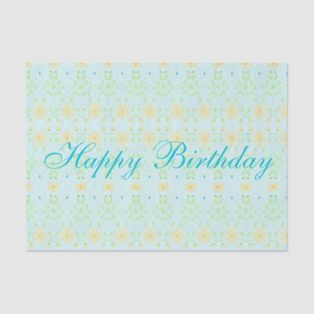 Seda Papel Feliz De Aniversário Amarelo E Azul (Frente )