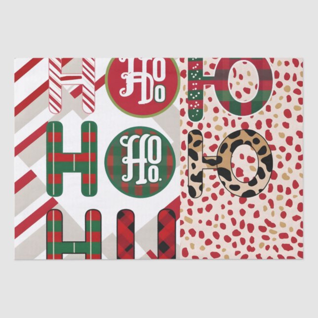 Seda Papel Festivo "HO HO HO" de Moldagem de Natal com (Frente )