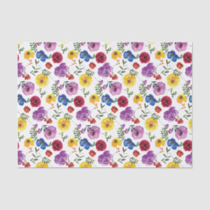 Seda Papel Floral de Aguarela Brilhante e Ousado para P