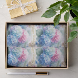 Seda Papel Floral de Aniversário Hortênsia Azul