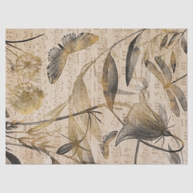 Seda Papel Floral de Decoupage de outono de Autumn (Frente )