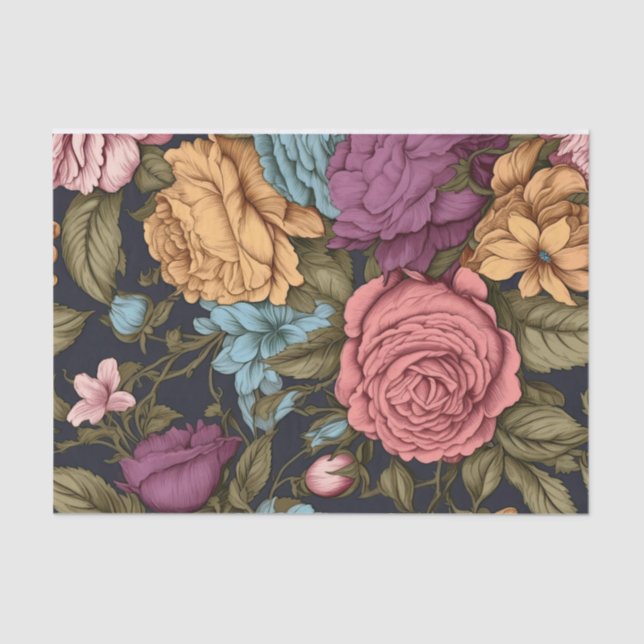 Seda Papel Floral de Decoupage Romântico (Frente )