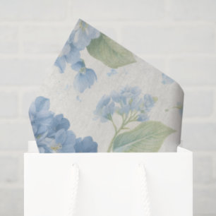 Seda Papel Floral de Tecido Hortênsia Azul