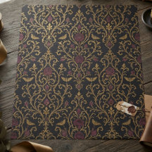 Papel Floral Escuro de Mariposa Damasco Gótico