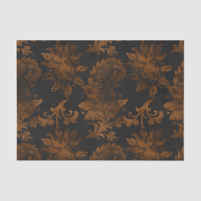 Seda Papel Floral Real de Halloween Damask (Frente )