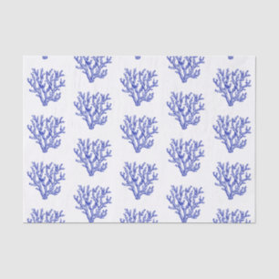 Seda Papel grande de tecidos de coral marinho azul e br