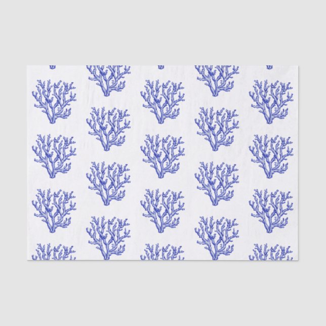 Seda Papel grande de tecidos de coral marinho azul e br (Frente )