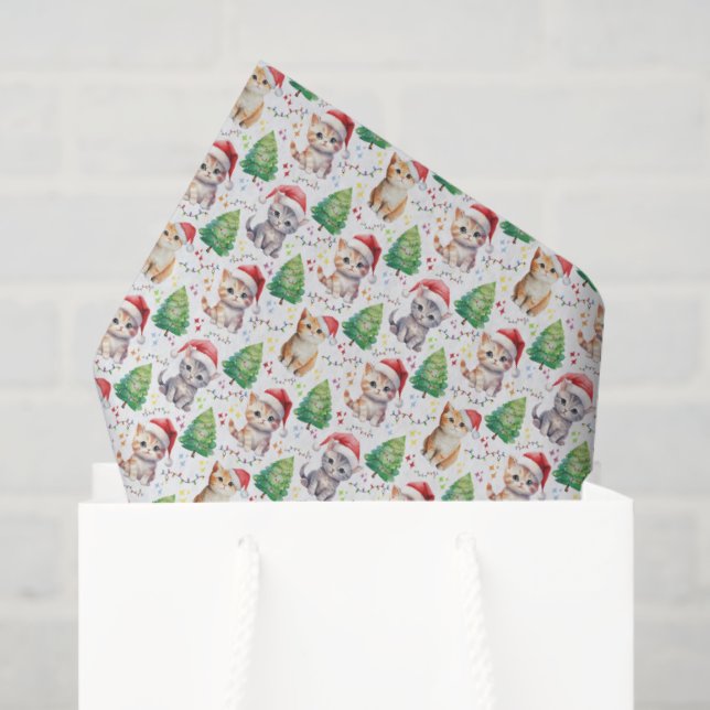 Seda Papel Higiênico de Natal de Gato (Sacola de presentes)