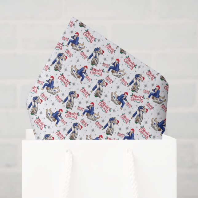 Seda Papel Higiênico de Natal de Jiu Jitsu Branco (Sacola de presentes)