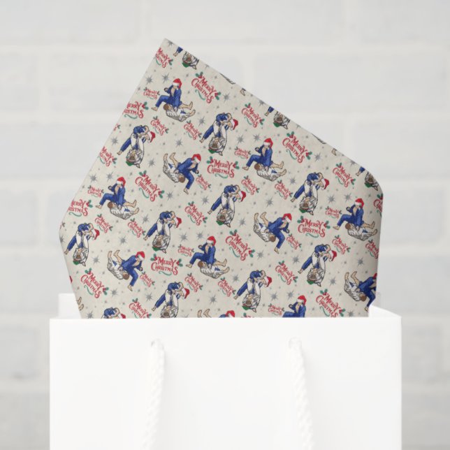Seda Papel Higiênico de Natal Jiu Jitsu em Creme (Sacola de presentes)