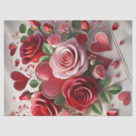 Seda Papel Higiênico de Rosas e Corações do Dia dos Nam