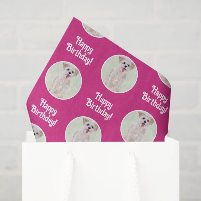 Seda Papel Higiênico Rosa de Cachorro Morkie (Sacola de presentes)
