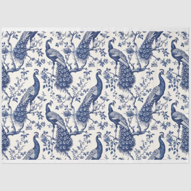 Seda Papel Higiênico Temático de Pavão no Estilo Chinoi (Frente )