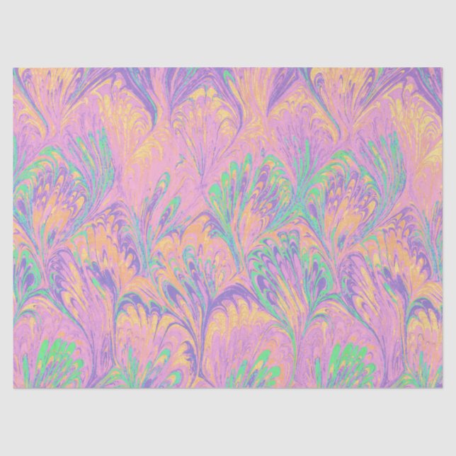 SEDA PAPEL MARMORELADO, PADRÃO ABSTRATO DE ROSA VERDE D (Frente )