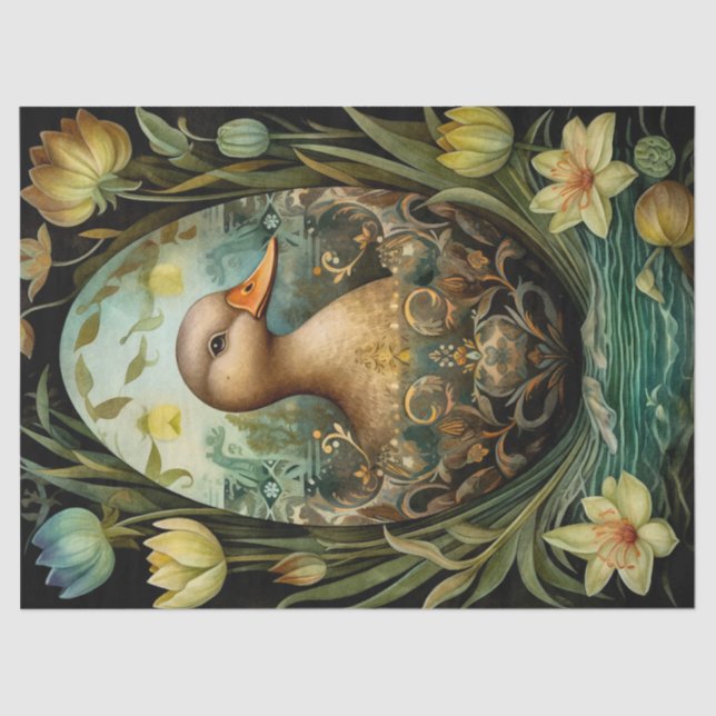 Seda Papel no Tecido de Páscoa do Pato Floral (Frente )