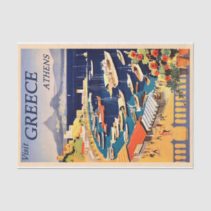Seda Papel no Tecido Viagem de Grécia da da Vintage