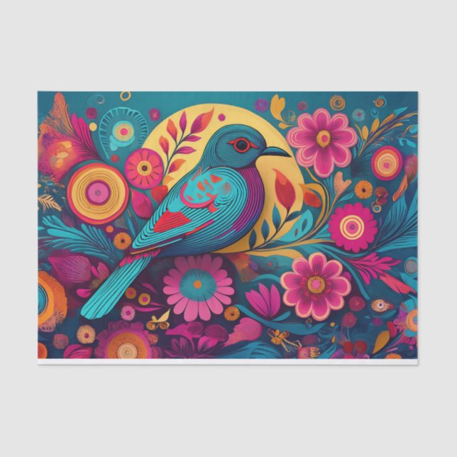 Seda Papel para Pássaros de Arte de Folha de Disco (Frente )