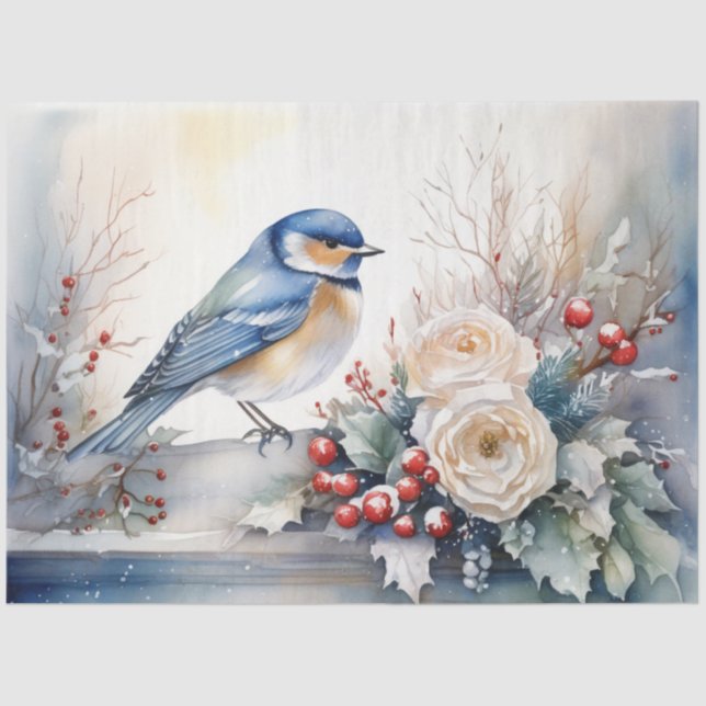 Seda Papel para tecidos de aves de inverno (Frente )
