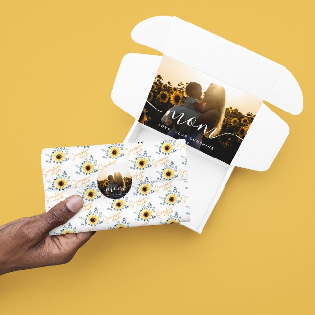 Seda Papel para tecidos de girassol Dentro (Give some sunshine with this sunflower, "Sunshine inside" tissue paper! )