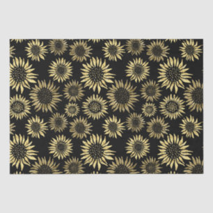 Seda Papel para tecidos de girassol, Dourado, preto