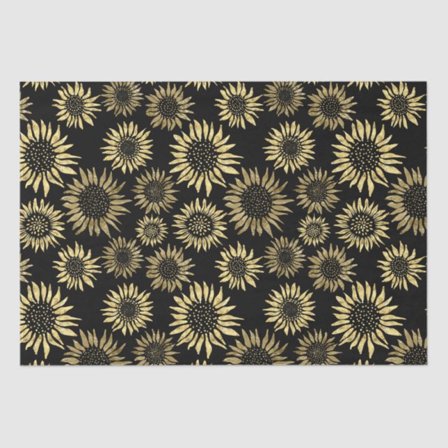 Seda Papel para tecidos de girassol, Dourado, preto (Frente )