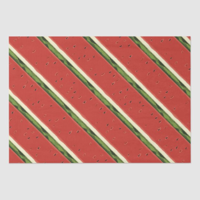 Seda Papel para tecidos de melancia de aquarela vermelh (Frente )